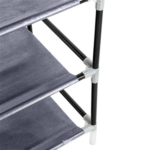 10-Tier Shoe Rack with Dustproof Cover | Grey | Holds up to 27 Pairs of Shoes
