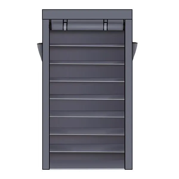 10-Tier Shoe Rack with Dustproof Cover | Grey | Holds up to 27 Pairs of Shoes