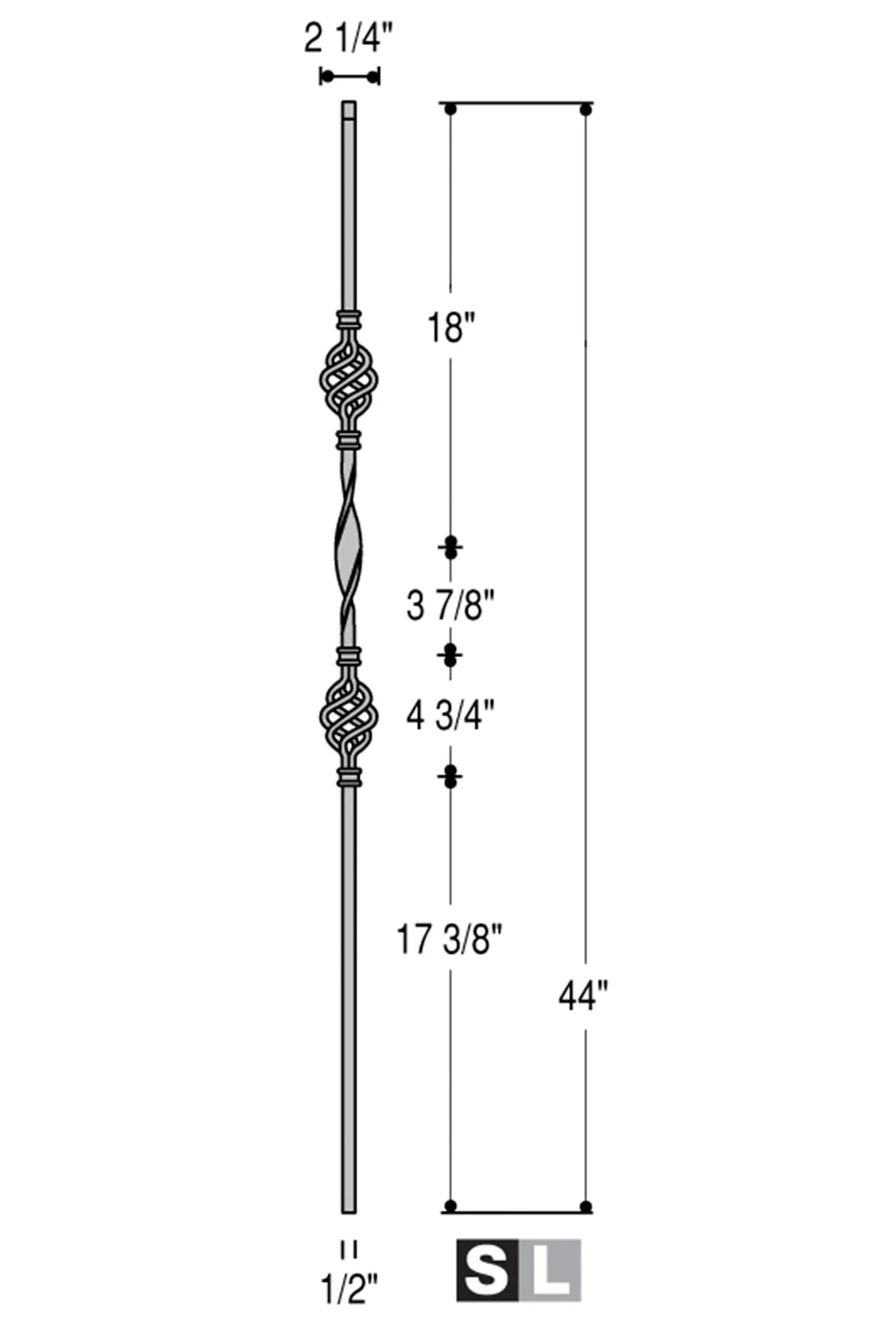 2963 Series M85 Double Basket Ribbon Iron Baluster
