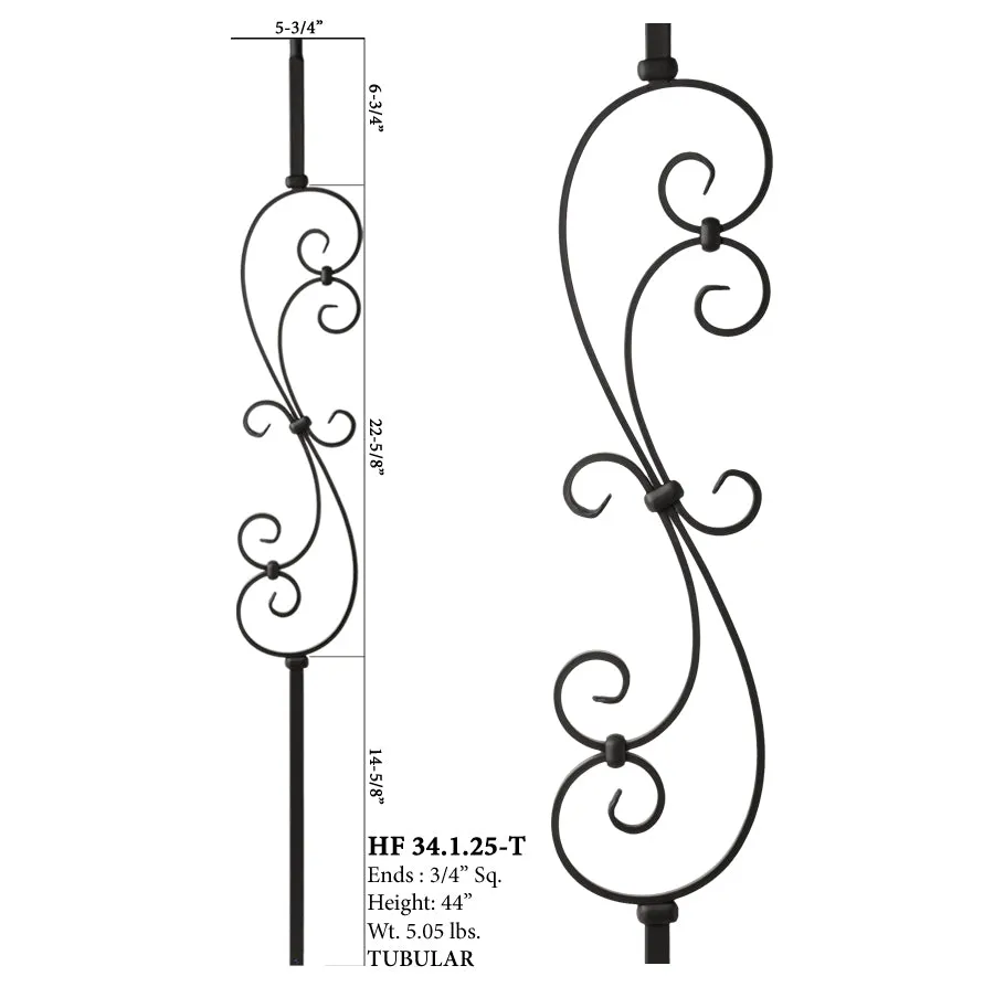 34.1.25-T Mega Series Large Spiral Scroll Hollow Iron Baluster
