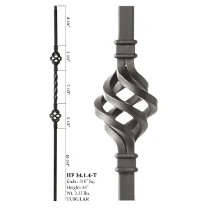 34.1.4-T Mega Series Double Basket Hollow Iron Baluster