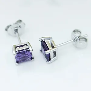 925 Sterling Silver 18k White Gold Plated Purple