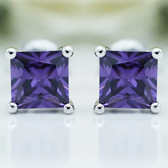 925 Sterling Silver 18k White Gold Plated Purple