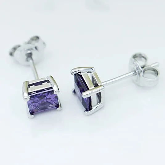 925 Sterling Silver 18k White Gold Plated Purple