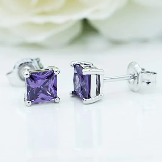925 Sterling Silver 18k White Gold Plated Purple