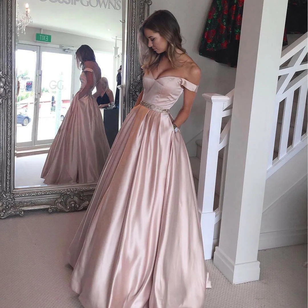A Line Pink Burgundy Prom Dress With Pockets, Long Evening Party Dress OK103