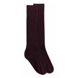 Acrylic Cable Knee High Sock -- Burgundy