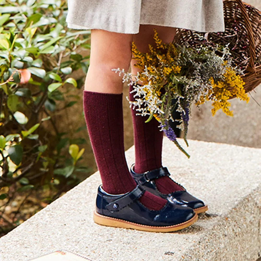Acrylic Cable Knee High Sock -- Burgundy