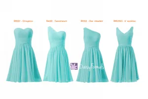Affordable Tiffany Blue Bridesmaid Dresses Mix-Matched Short Knee Length Party Dress MM60