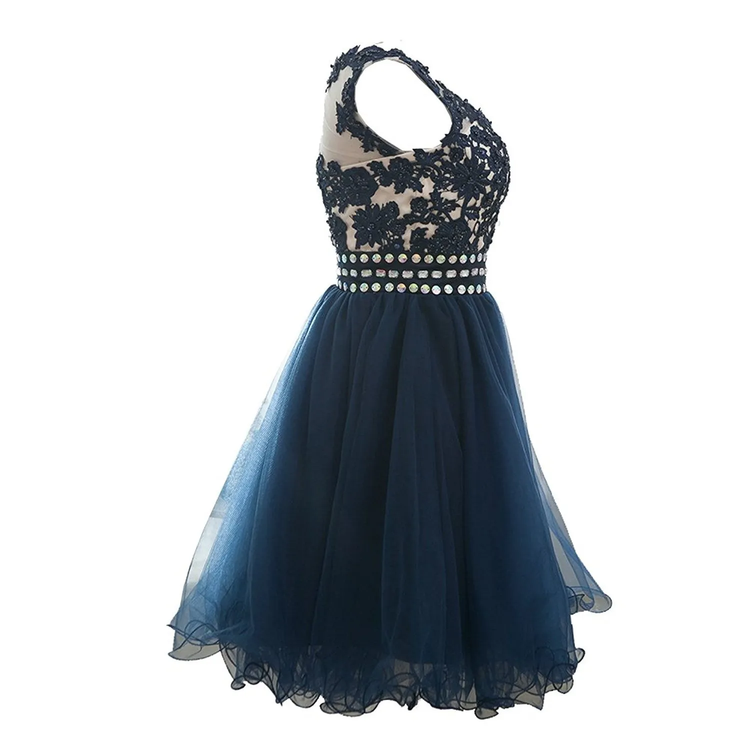 Appliques Beaded Scoop Short Homecoming Dress