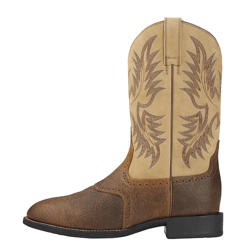 Ariat Mens Heritage Stockman Boots Tumbled Brown