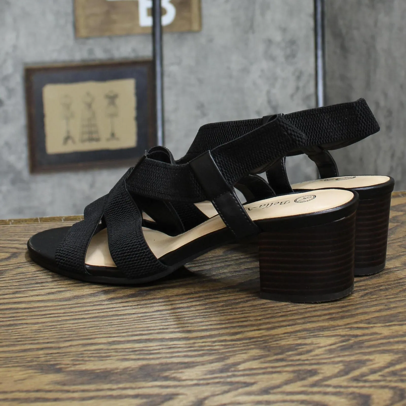 Bella Vita Women's Block Heel Sandal Heeled Shoes JODI Black 11W
