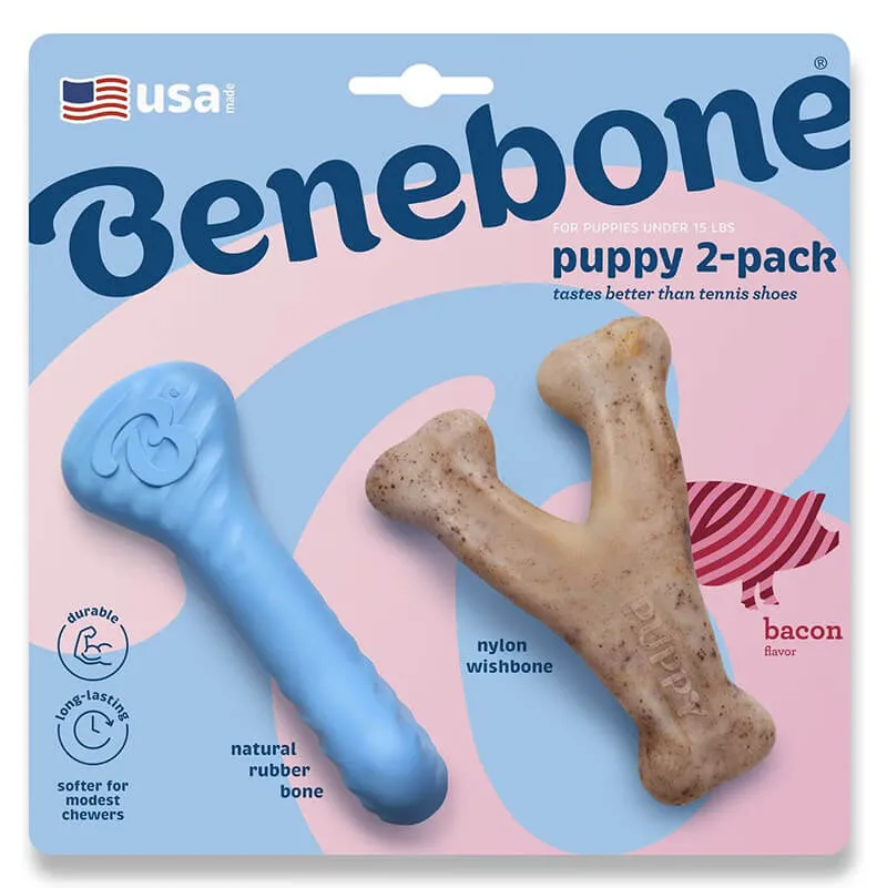 Benebone Puppy 2-Pack Wishbone and Rubber Bone