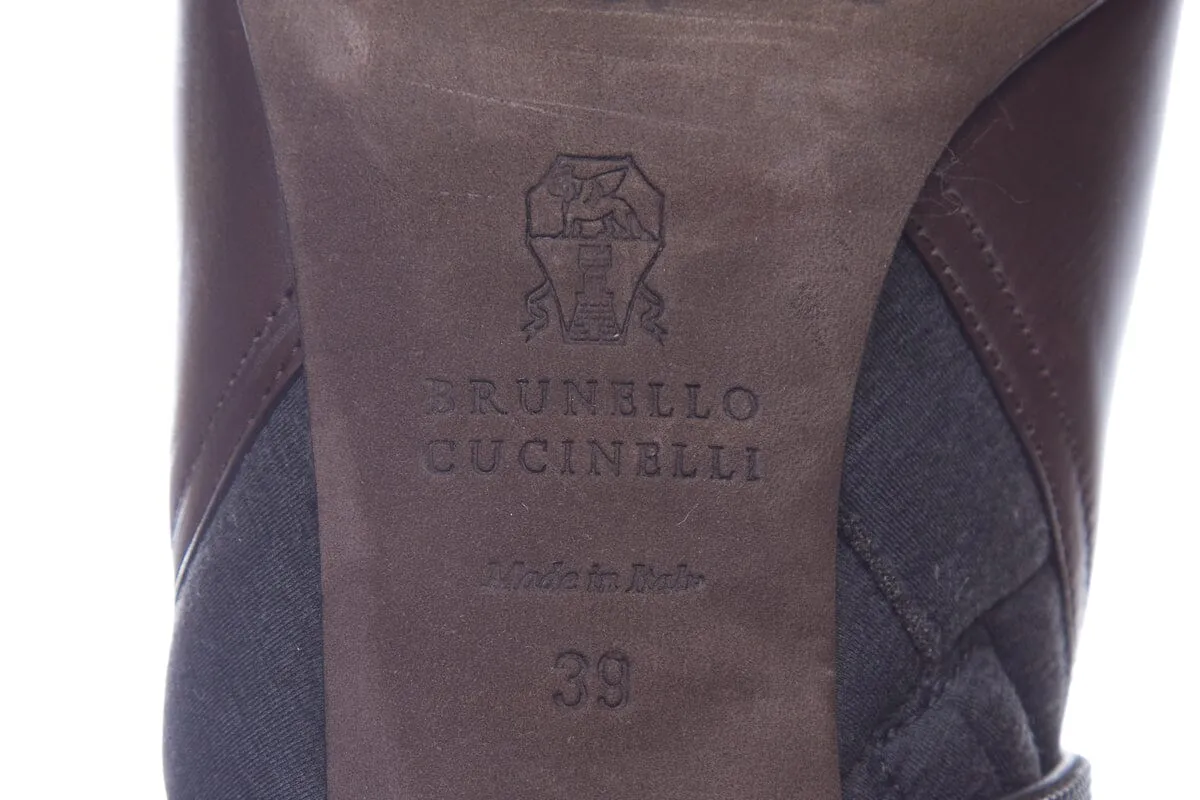 Brunello Cucinelli Brown Leather Booties SZ 39