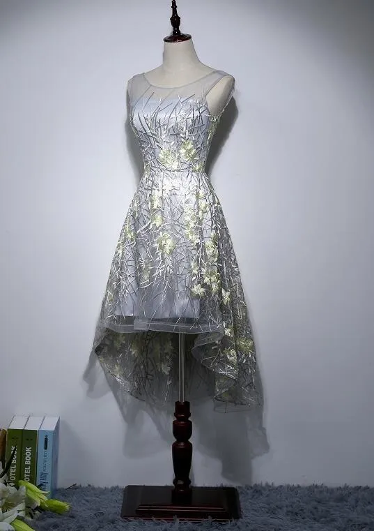 Charming High Low Party Dress, Grey Formal Dress