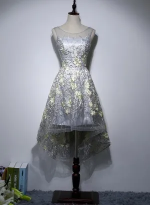Charming High Low Party Dress, Grey Formal Dress