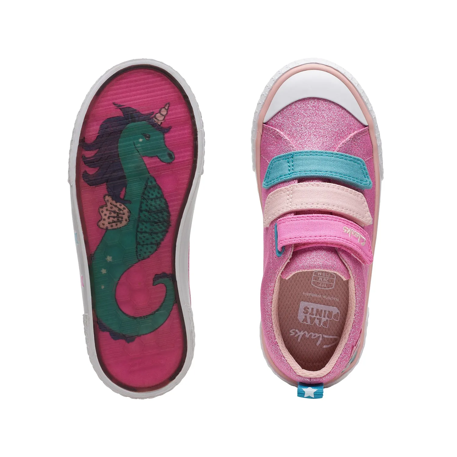 CLARKS GIRLS FOXING PLAY KID. (WIDE FIT)