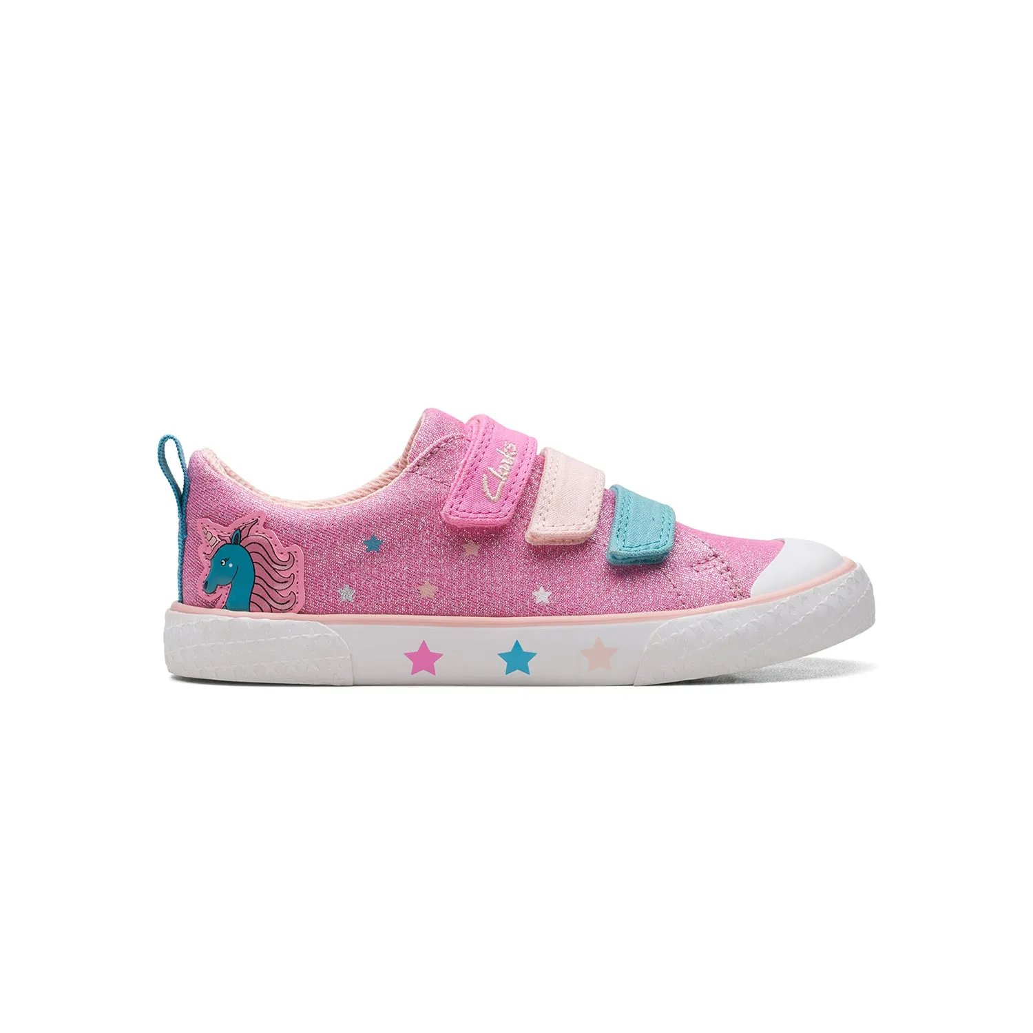 CLARKS GIRLS FOXING PLAY KID. (WIDE FIT)