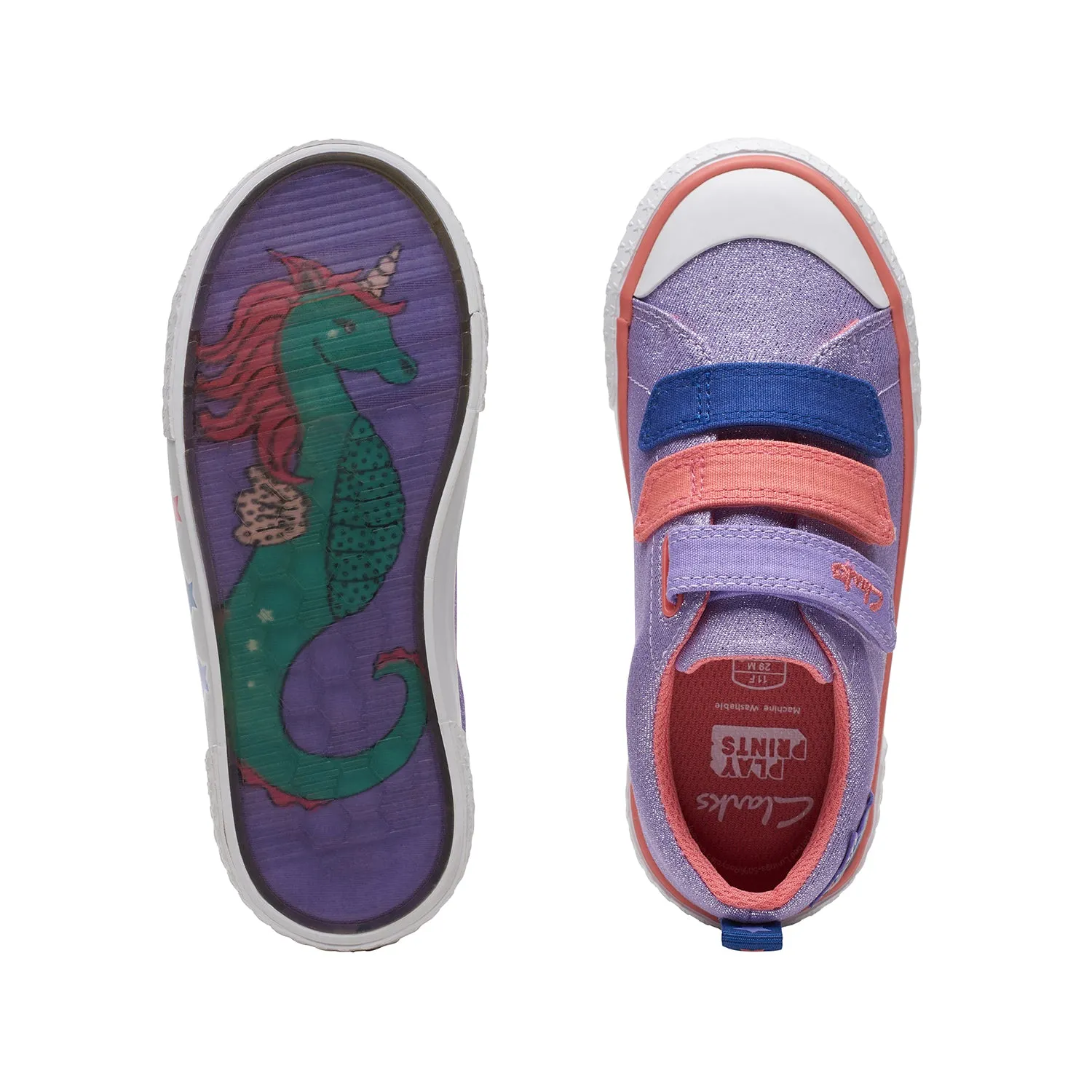CLARKS GIRLS FOXING PLAY KID. (WIDE FIT)