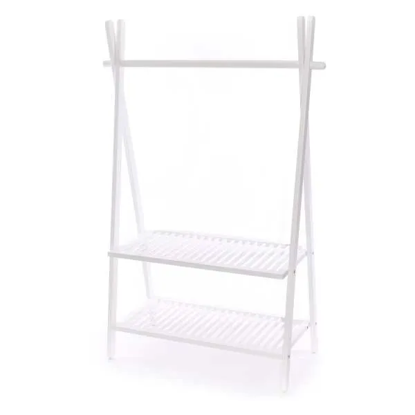 Clothes Rail Rack with two shelves White