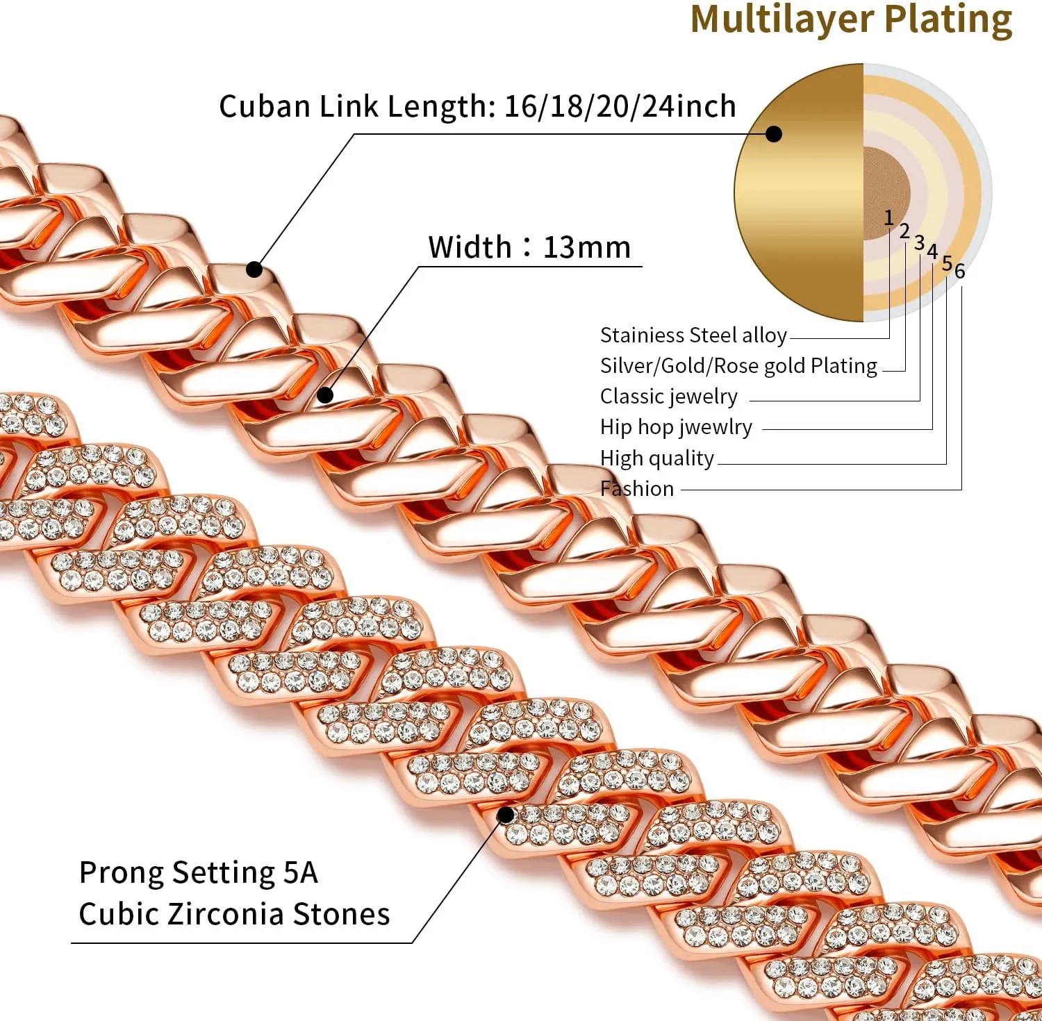 Cuban Link Chain For Men Women