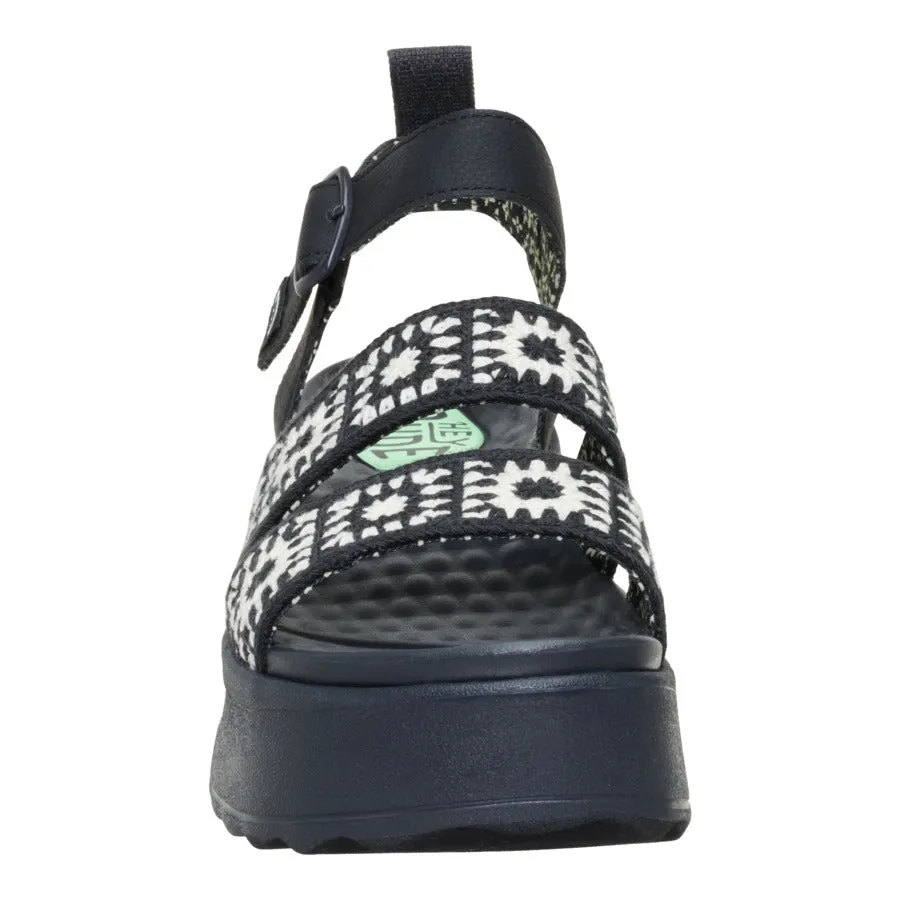 Delray Buckle Cottage Crochet - Black/White