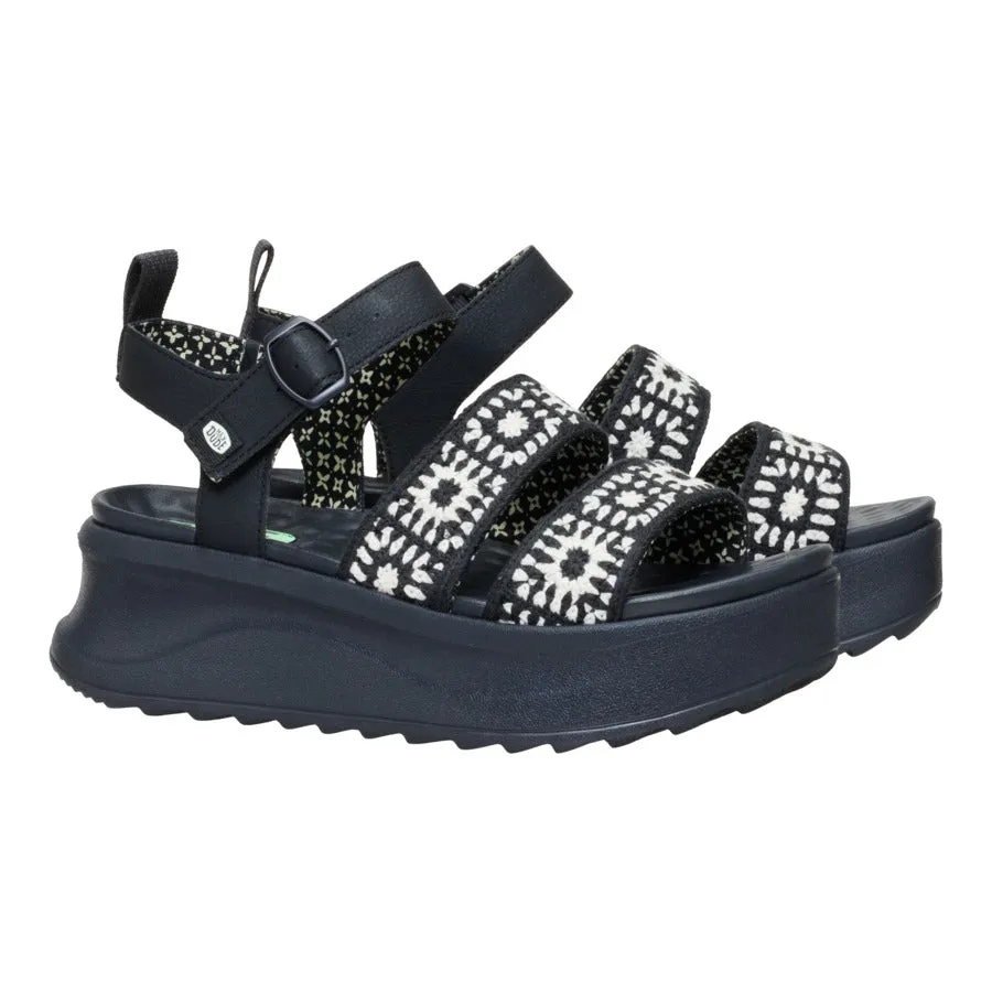 Delray Buckle Cottage Crochet - Black/White