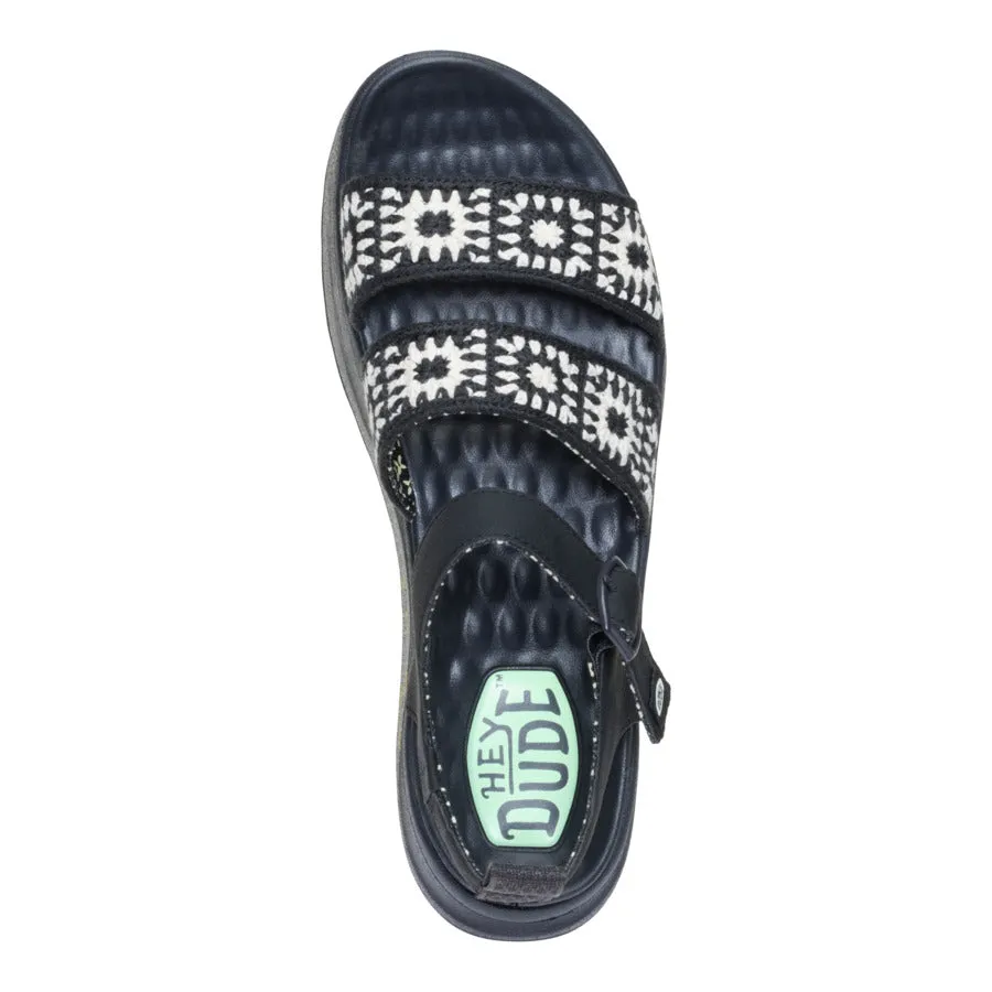 Delray Buckle Cottage Crochet - Black/White