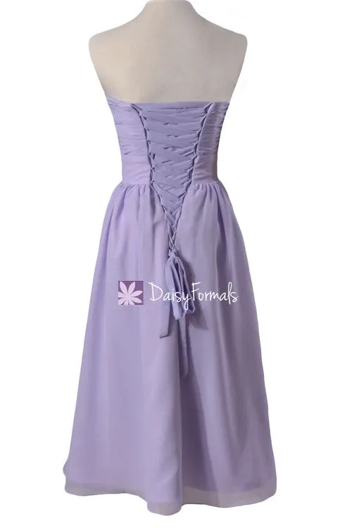 Elegant Strapless Chiffon Dress Royal Blue Chiffon Dress Short Beach Wedding Party Dress (BM645)