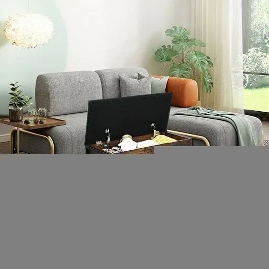 Entryway Flip Top Ottoman Stool with Padded Seat - Color: Rustic Brown