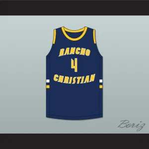 Evan Mobley 4 Rancho Christian School Eagles Navy Blue Basketball Jersey 3