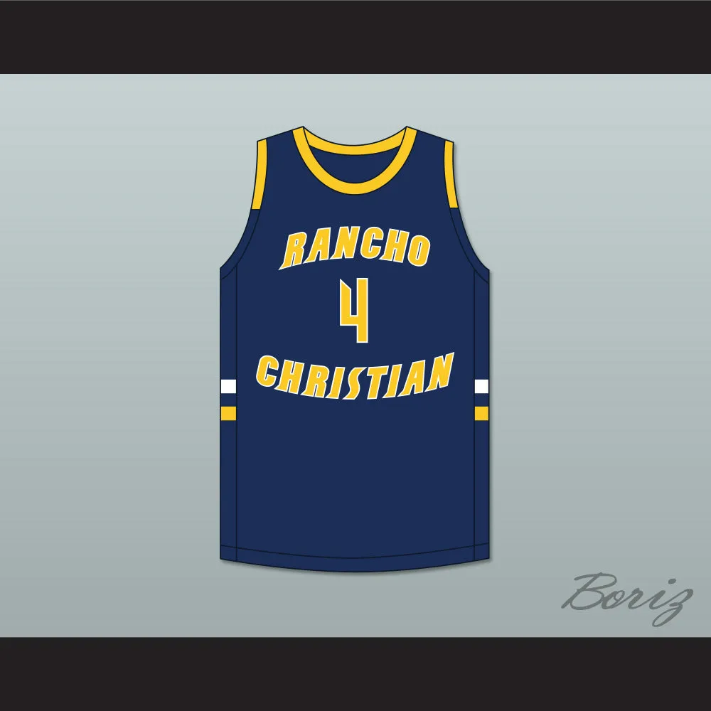 Evan Mobley 4 Rancho Christian School Eagles Navy Blue Basketball Jersey 3