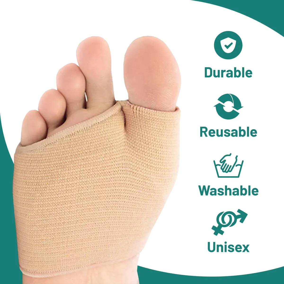 Fabric Metatarsal Sleeve With Cushion : Ball of Foot Slip On Cushions - 1 Pair