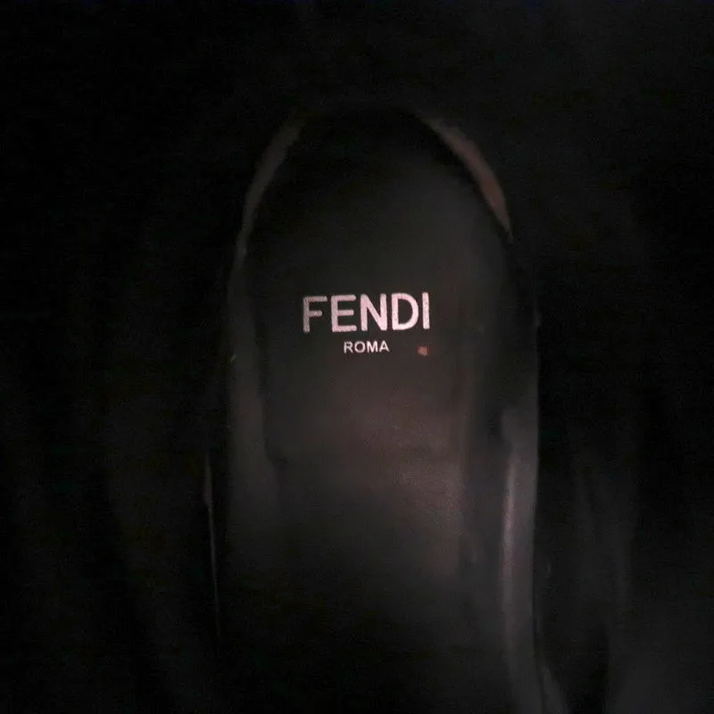 Fendi Riding Boots Black Croc-Trim Leather Size 36 Flat Knee High Boots