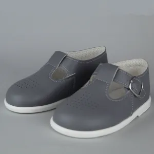 First Walker Shoes - Hard Sole T Bar - Grey