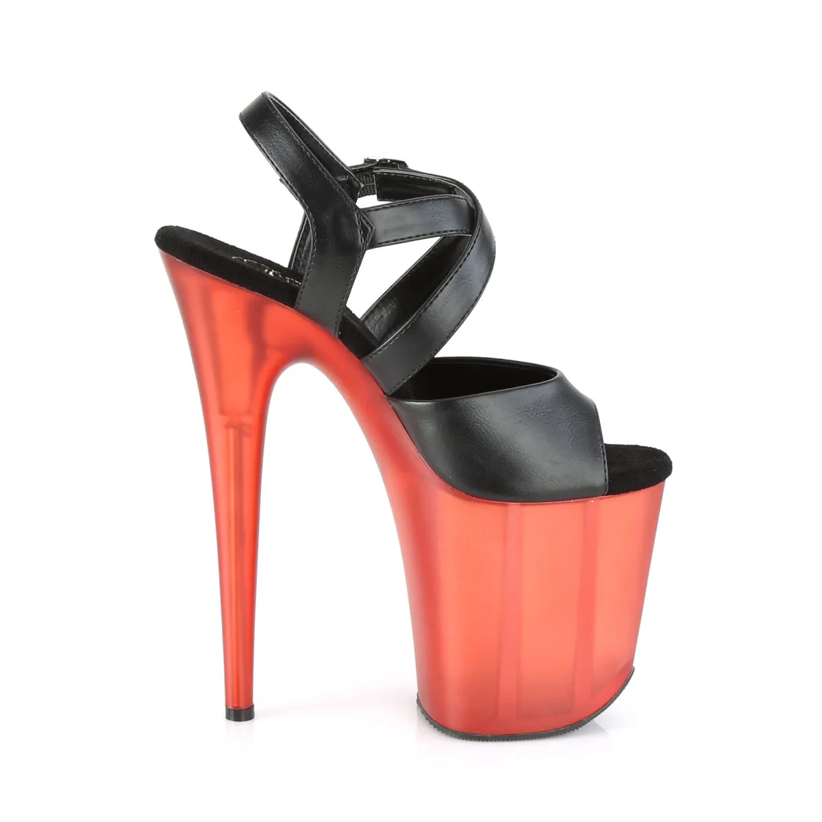 FLAMINGO-822T  Black Faux Leather/Frosted Red