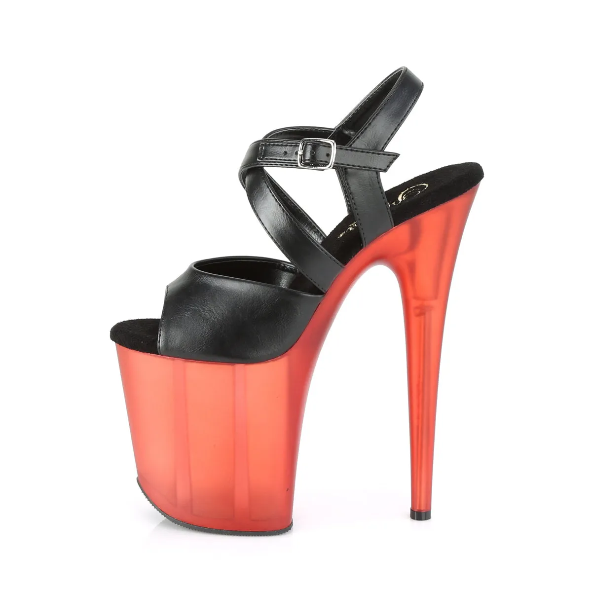 FLAMINGO-822T  Black Faux Leather/Frosted Red