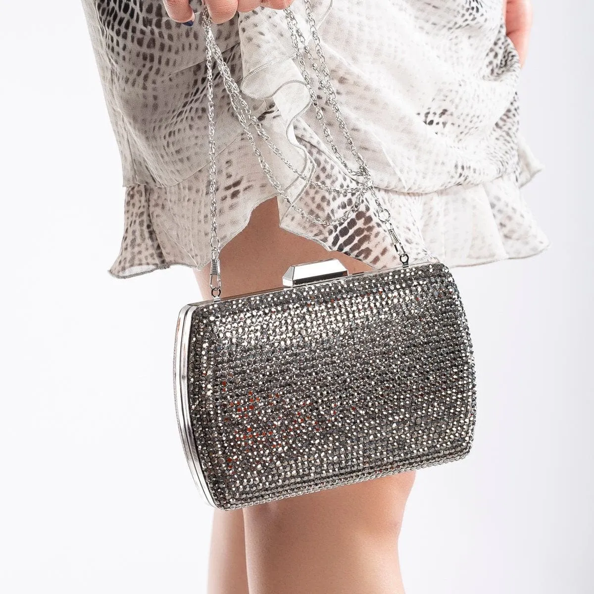 Francisca Vegan Glitter Clutch | Grey