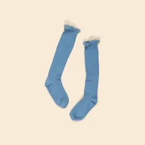 Frill Knee High Sock - Cornflower