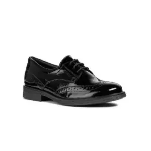 Geox Agata - Black Patent Leather Lace Up School Shoe