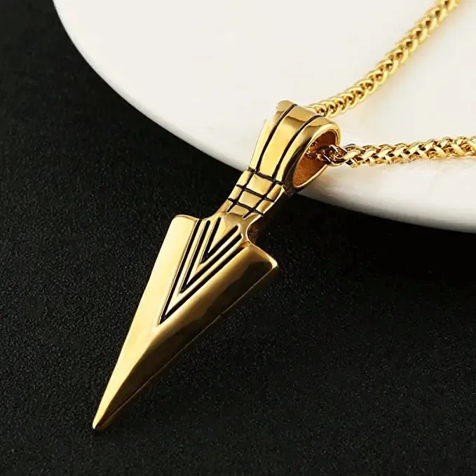Gold Arrow 316 Stainless Steel Pendant Necklace