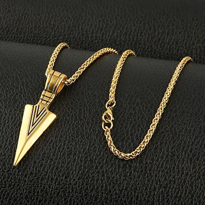 Gold Arrow 316 Stainless Steel Pendant Necklace