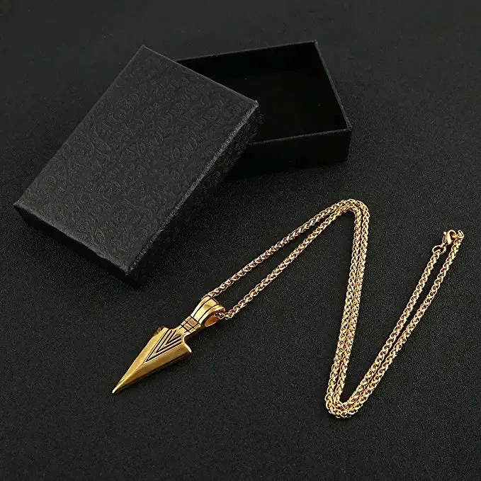 Gold Arrow 316 Stainless Steel Pendant Necklace
