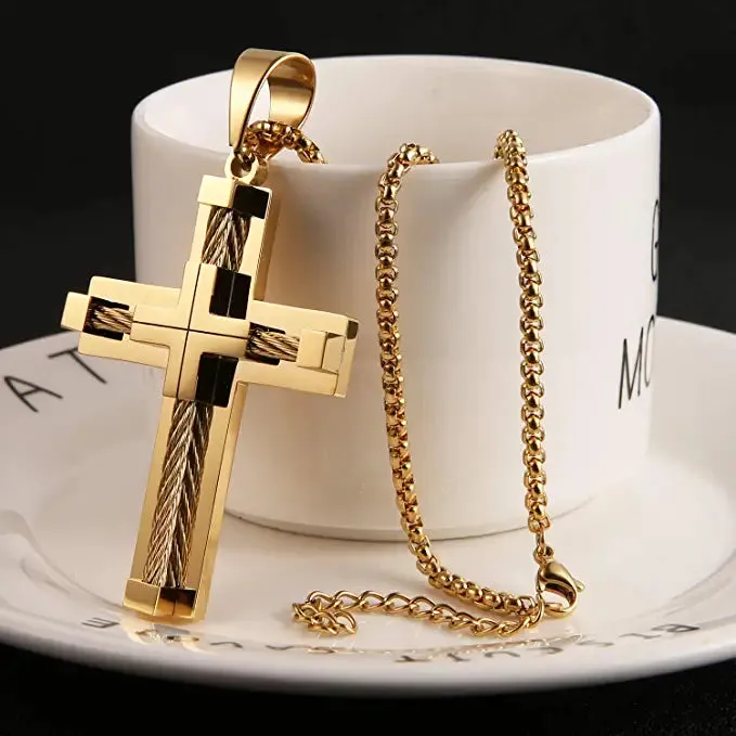 Gold Chain-Stainless Steel Cross Chain