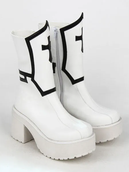 Gothic Lolita Boots Black Punk Cross Platform Chunky Heel Round Toe Lolita Short Boots