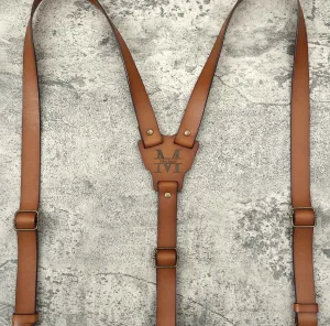 Groomsmen Gifts, Cognac Leather Suspenders, Groomsmen Suspenders, Best Man Proposal, Leather Suspenders for Groomsman Gift