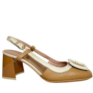 Hispanitas Tan & Cream Leather Heeled Shoes