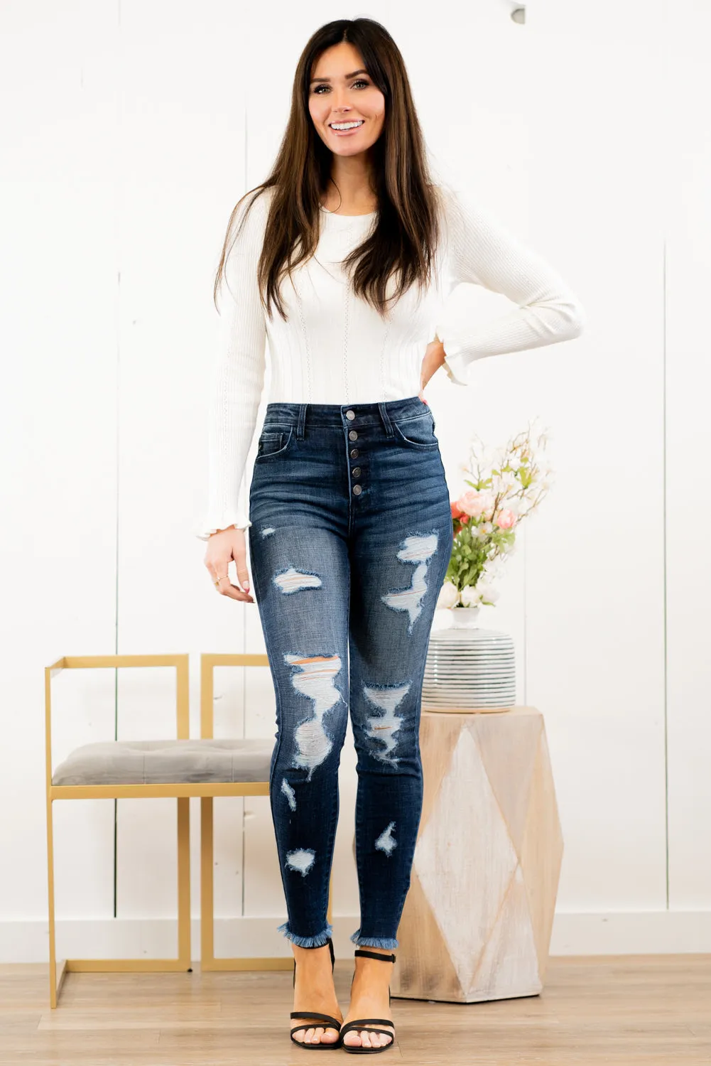 Janet High Rise Ripped Skinny