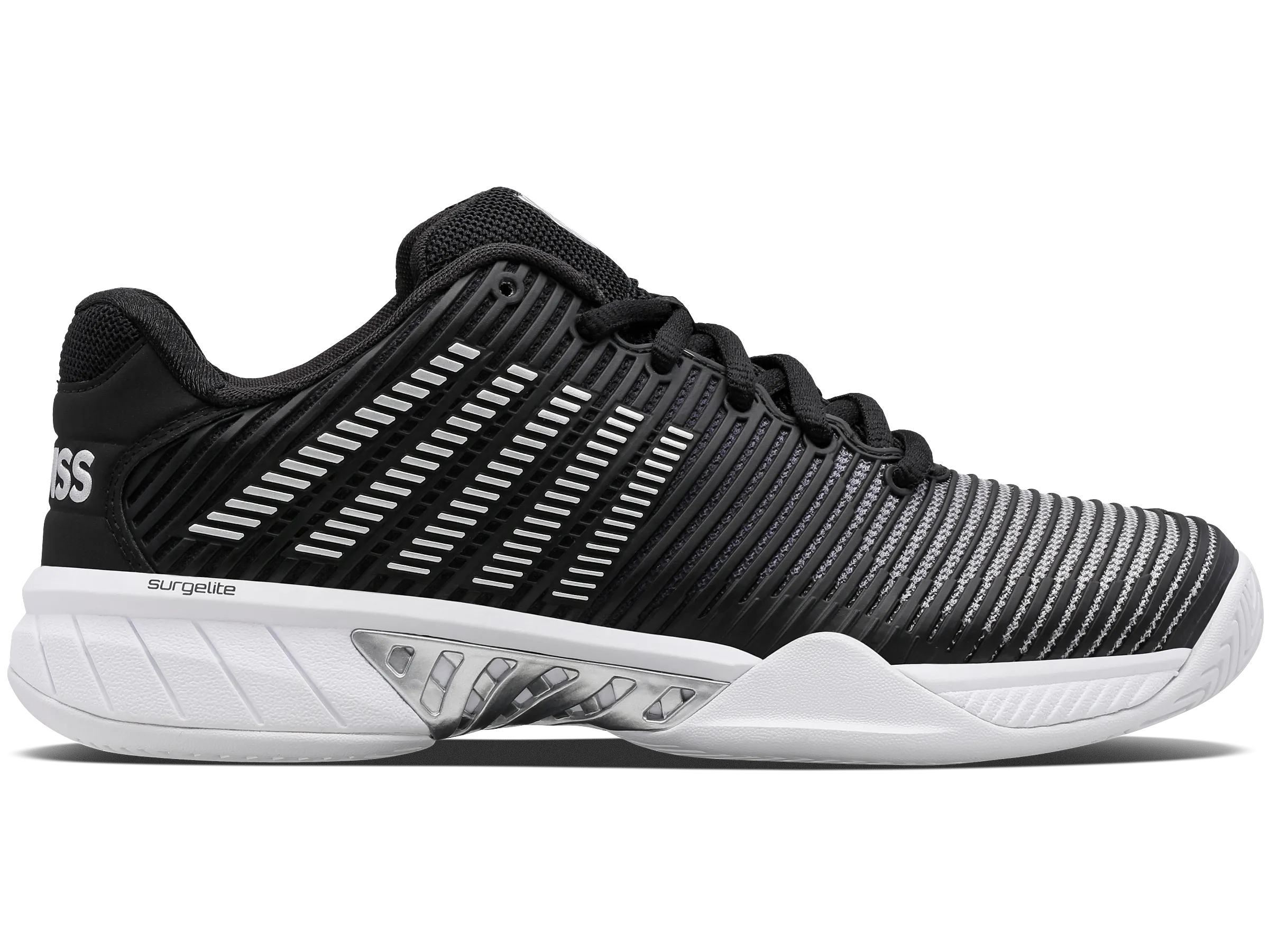 K-Swiss Women's Hypercourt Express 2 Tennis Shoes in Black/White/Silver