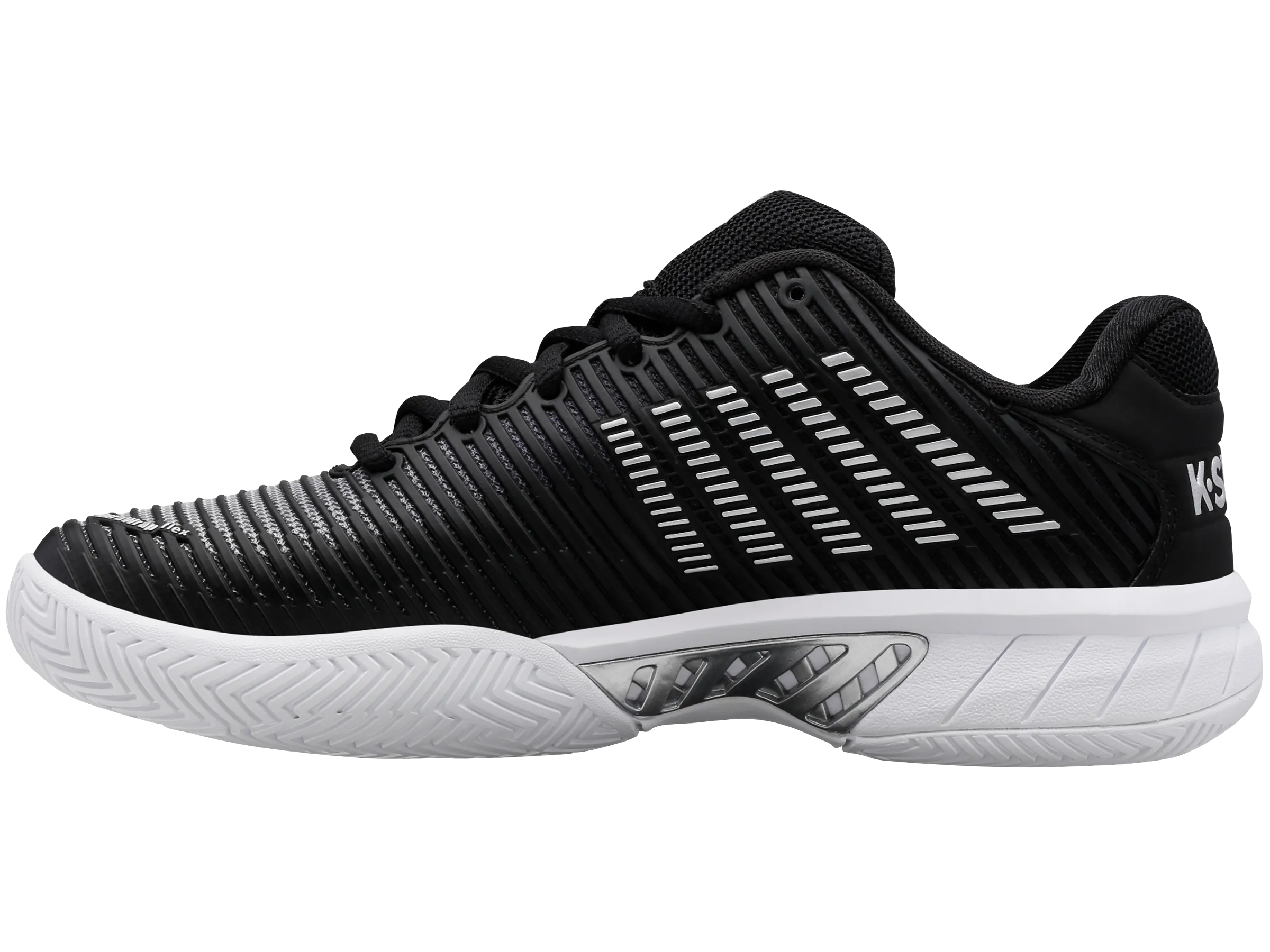 K-Swiss Women's Hypercourt Express 2 Tennis Shoes in Black/White/Silver